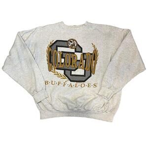 Colorado Buffaloes Sweatshirt Grey Logo Graphic Spellout K7900